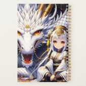 Anime Girl und White and Gold Dragon Mit Monogramm Planer (Rückseite)