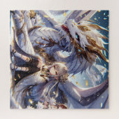 Anime Girl und White and Gold Dragon Puzzle (Horizontal)