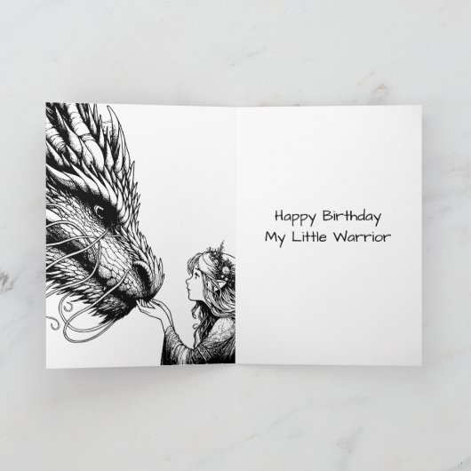 Anime Girl und White and Gold Dragon zum Geburtsta Karte (Innenseite)