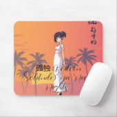 Anime Girl Vaporwave Mouse Pad | Neon Sunset Aesth Mousepad (Mit Mouse)