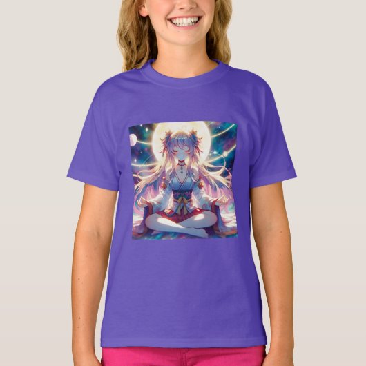 Anime Girl vermittelt spirituelle T-Shirt (Vorderseite)