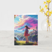 Anime Girl Views Vista Karte (Gelbe Blume)