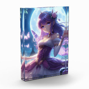 Anime Girl Violet Butterfly Wing Moon Fairy Fotoblock