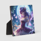 Anime Girl Violet Butterfly Wing Moon Fairy Fotoplatte (Vorderseite)