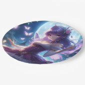 Anime Girl Violet Butterfly Wing Moon Fairy Pappteller (Schrägansicht)