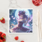 Anime Girl Violet Butterfly Wing Moon Fairy Serviette (Beispiel)