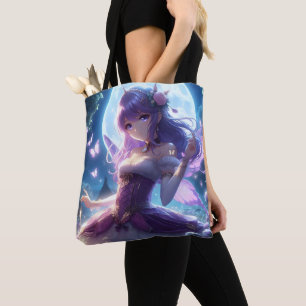 Anime Girl Violet Butterfly Wing Moon Fairy Tasche