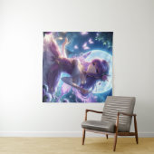 Anime Girl Violet Butterfly Wing Moon Fairy Wandteppich (Beispiel (Horizontal))