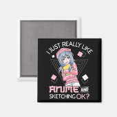 Anime Girl Waifu, die Anime Ramen und Sketchi Lieb Magnet (Vorderseite/Rückseite)