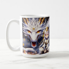 Anime Girl Warrior und Dragon Ai Art Kaffeetasse