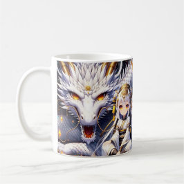 Anime Girl Warrior und Dragon Ai Art Kaffeetasse
