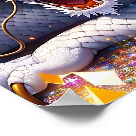 Anime Girl Warrior und Dragon Ai Art Poster (Ecke)