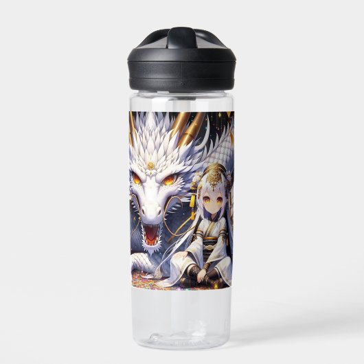 Anime Girl Warrior und Dragon Ai Art Trinkflasche (Vorderseite)