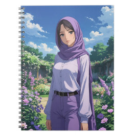 Anime Girl Wear Lila Scarf Notizblock