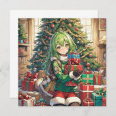 Anime Girl Weihnachtsflachkarte (Vorne/Hinten)