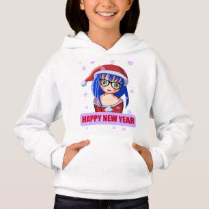 Anime Girl Weihnachtsmannmütze Hoodie