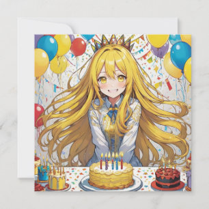 Anime Girl Yellow Geburtstagseinladung Einladung
