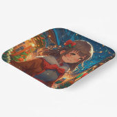 Anime Girl zu Weihnachten oder Silvester Pappteller (Gewinkelt)