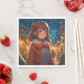 Anime Girl zu Weihnachten oder Silvester Serviette (Beispiel)