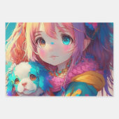 Anime Girls Colorful Birthday Geschenkpapier Set (Vorderseite 3)