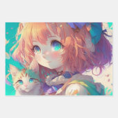 Anime Girls Colorful Birthday Geschenkpapier Set (Vorderseite 2)