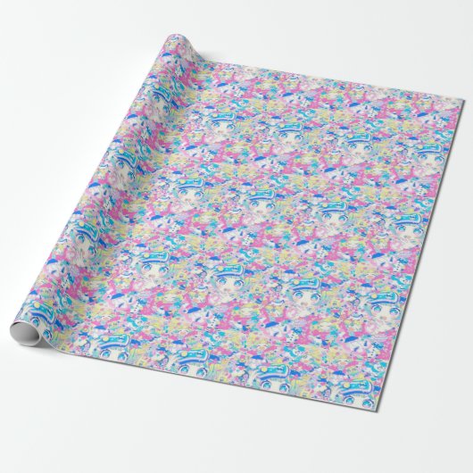 Anime Girl's Geburtstagswrapping Paper Geschenkpapier (Ungerollt)