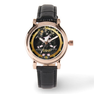 Anime Girls Kawaii Goth Chibi Decor Black Gold Armbanduhr