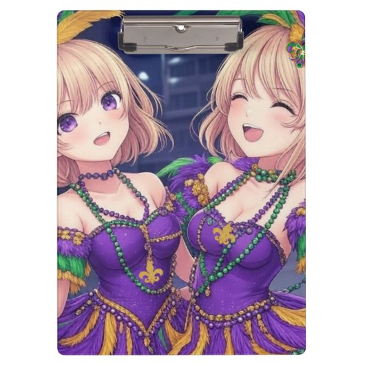 Anime Girls Mardi Gras Klemmbrett (Vorderseite)
