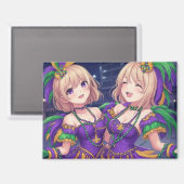 Anime Girls Mardi Gras Magnet (Vorderseite/Rückseite)