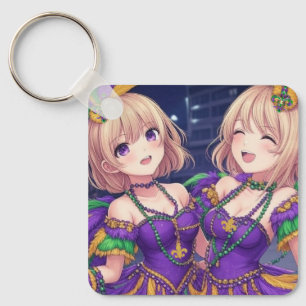 Anime Girls Mardi Gras Schlüsselanhänger