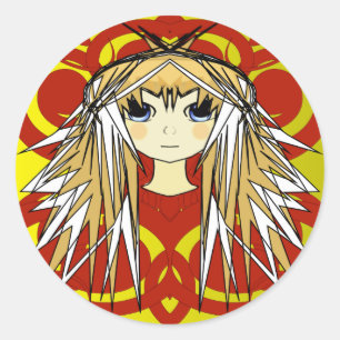Anime Girls Runder Aufkleber