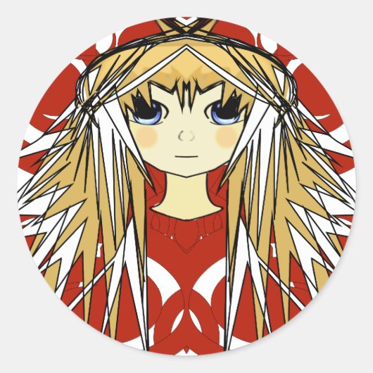 Anime Girls Runder Aufkleber (Vorderseite)