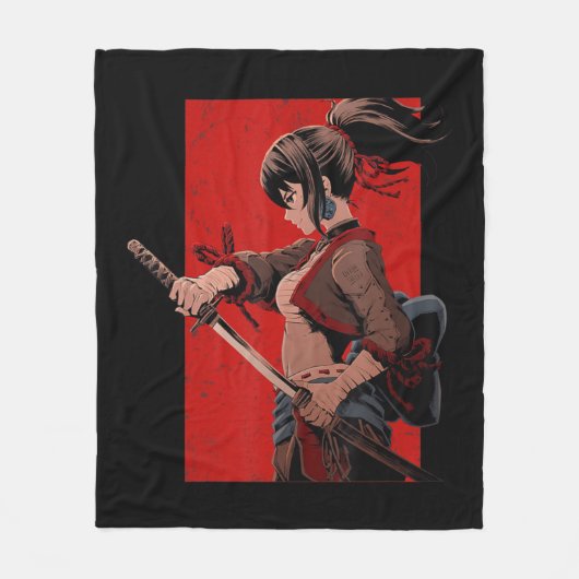 Anime Girls Teens Samurai Waifu Japanisch Otaku Ka Fleecedecke (Vorderseite)