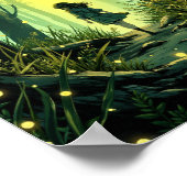 Anime-Glühwürmchen-Wald-Abend-Wandkunst Poster (Ecke)