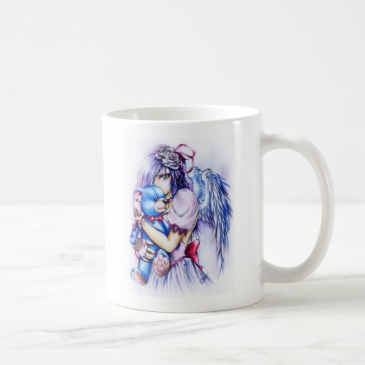 Anime Gothic Pink Angel Girl with Teddy Kaffeetasse (Rechts)