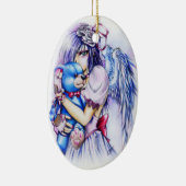 Anime Gothic Pink Angel Girl with Teddy Keramik Ornament (Rechts)