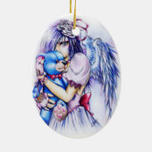 Anime Gothic Pink Angel Girl with Teddy Keramik Ornament (Hinten)