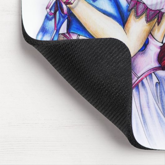 Anime Gothic Pink Angel Girl with Teddy Mousepad (Ecke)