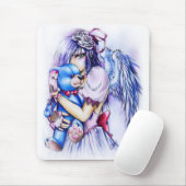 Anime Gothic Pink Angel Girl with Teddy Mousepad (Mit Mouse)
