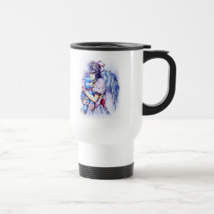 Anime Gothic Pink Engel Mädchen Mit Teddy Reisebecher