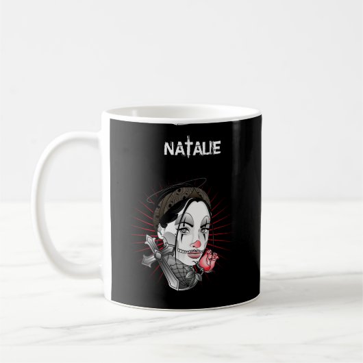 Anime Gothic Stil Mädchen und Rose Kaffeetasse (Links)