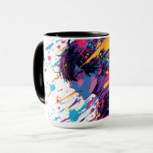 Anime Graffiti Chaos — Color Splash Mug | Bold Art Tasse (Vorderseite Links)