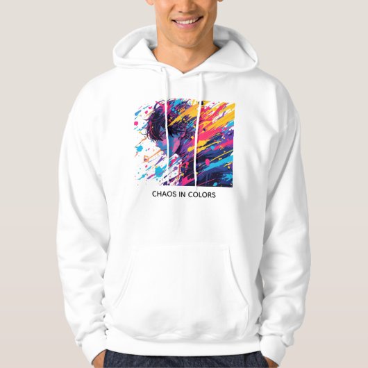 Anime Graffiti Chaos — Farbexplosion Hoodie (Vorderseite)