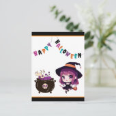 Anime/Halloween/Hexe/Fall-Flachbildschirm Feiertagspostkarte (Stehend Vorderseite)