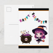 Anime/Halloween/Hexe/Fall-Flachbildschirm Feiertagspostkarte (Vorne/Hinten)