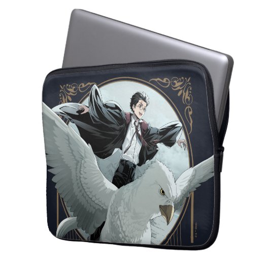 Anime HARRY POTTER™ Flight mit Buckbeak Laptopschutzhülle (Vorderseite Links)