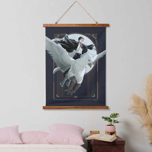 Anime HARRY POTTER™ Flight mit Buckbeak Wandteppich Mit Holzrahmen (Schlafzimmer)