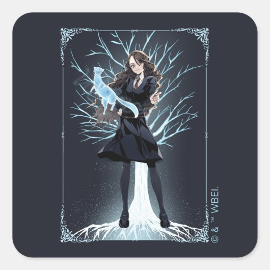 Anime Hermione Grangers Otter Patronus Quadratischer Aufkleber (Vorderseite)