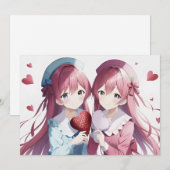 Anime herts Valentine's Day Feiertagskarte (Vorne/Hinten)