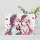 Anime herts Valentine's Day Feiertagskarte (Stehend Vorderseite)